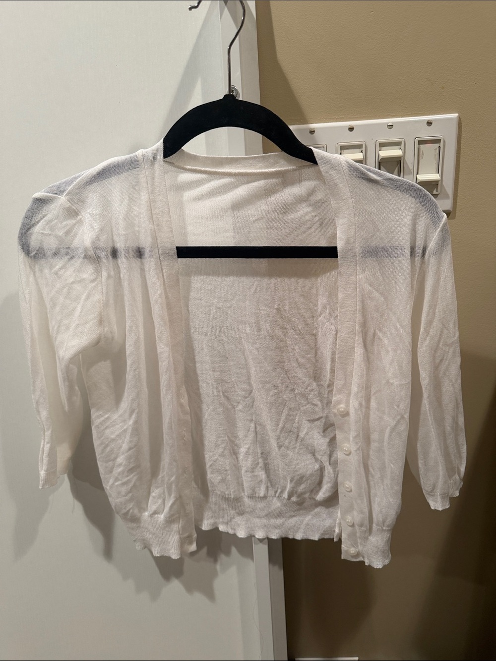 Lightweight White Sheer Button Front Cardigan Women Size Small